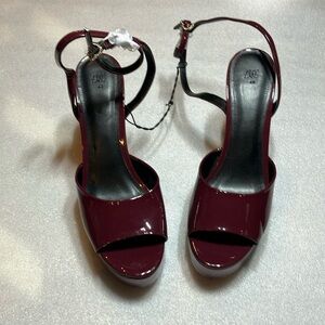 New H&M patent platform strappy heels. Size 11.